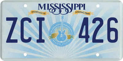 MS license plate ZCI426