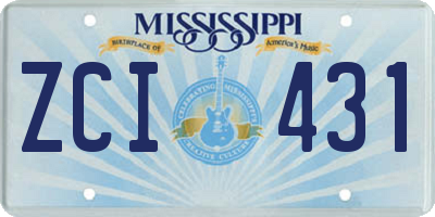 MS license plate ZCI431