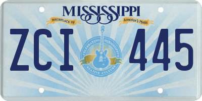 MS license plate ZCI445