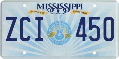 MS license plate ZCI450