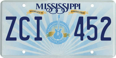 MS license plate ZCI452