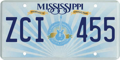 MS license plate ZCI455