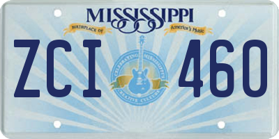MS license plate ZCI460