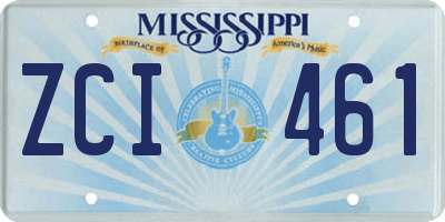 MS license plate ZCI461