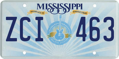 MS license plate ZCI463