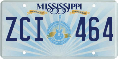 MS license plate ZCI464