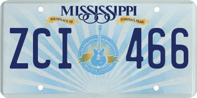 MS license plate ZCI466