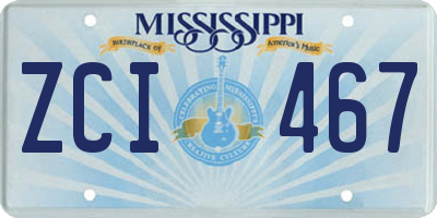 MS license plate ZCI467