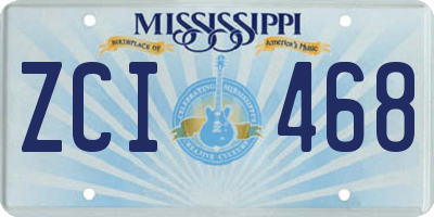 MS license plate ZCI468