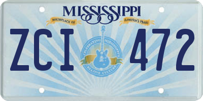 MS license plate ZCI472