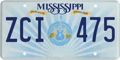 MS license plate ZCI475