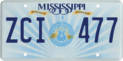 MS license plate ZCI477