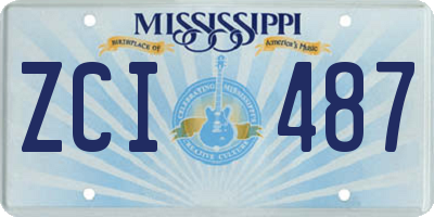 MS license plate ZCI487