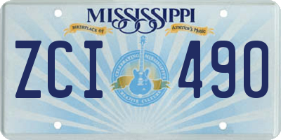 MS license plate ZCI490