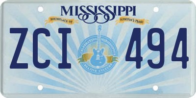 MS license plate ZCI494