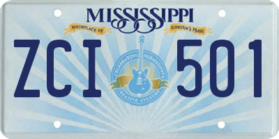 MS license plate ZCI501