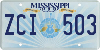MS license plate ZCI503