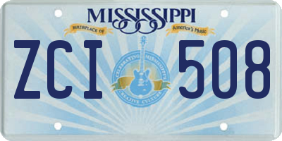MS license plate ZCI508