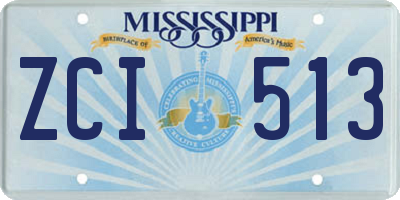 MS license plate ZCI513
