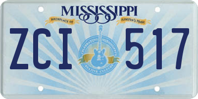 MS license plate ZCI517