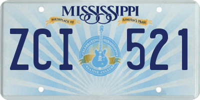 MS license plate ZCI521