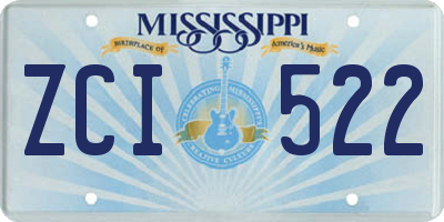 MS license plate ZCI522