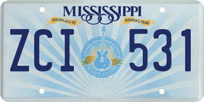 MS license plate ZCI531