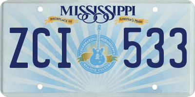 MS license plate ZCI533