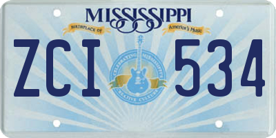 MS license plate ZCI534
