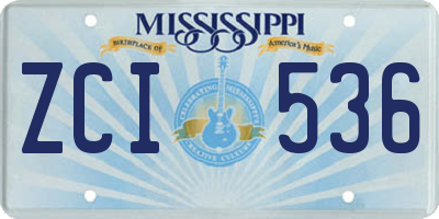 MS license plate ZCI536