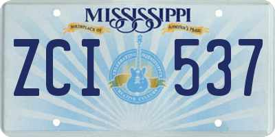 MS license plate ZCI537