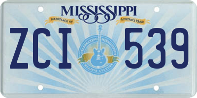 MS license plate ZCI539