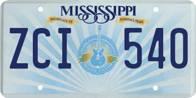 MS license plate ZCI540