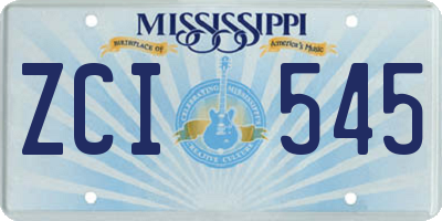 MS license plate ZCI545