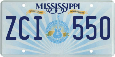 MS license plate ZCI550