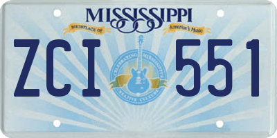 MS license plate ZCI551
