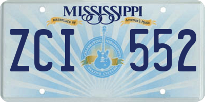 MS license plate ZCI552