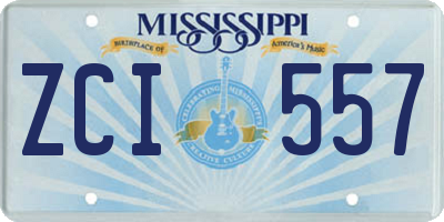 MS license plate ZCI557