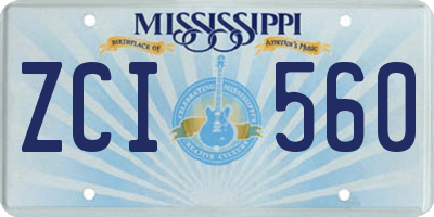 MS license plate ZCI560