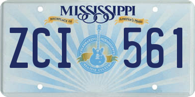 MS license plate ZCI561