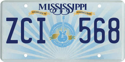MS license plate ZCI568