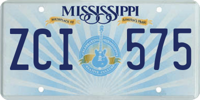 MS license plate ZCI575