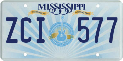 MS license plate ZCI577