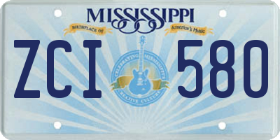 MS license plate ZCI580