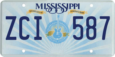 MS license plate ZCI587