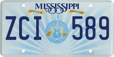 MS license plate ZCI589