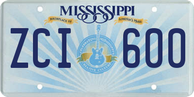 MS license plate ZCI600