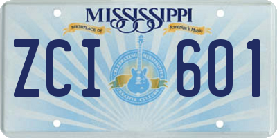 MS license plate ZCI601