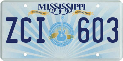 MS license plate ZCI603