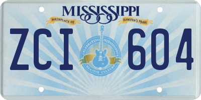MS license plate ZCI604